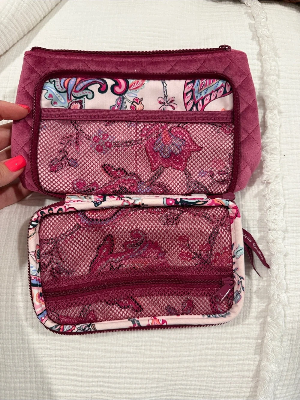 Vera Bradley Velvet Quilted Cosmetic Bag in Plum